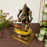 Goddess Laxmi Brass Idol - Decorative Figurine - Crafts N Chisel - Indian Home Decor USA