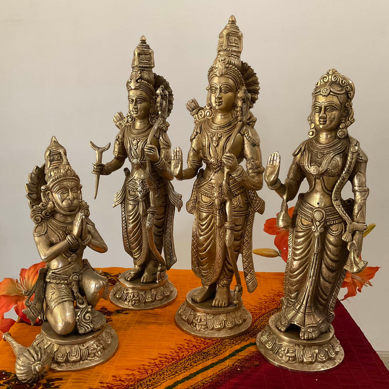 20 Inch Ram Darbar Brass Idol - Statue For Home Pooja And Decor - Crafts N Chisel - Indian Home Decor USA
