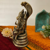 Narsimha Lakshmi Brass Idol - 8.5 Inch Statue Vishnu Avatar Home Pooja Decor - Crafts N Chisel - Indian Home Decor USA
