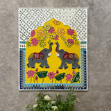 Elephant Flower Rangoli Lippan Wall Hanging - Clay Mirror Wall Decor (Set of 3) - Crafts N Chisel - Indian Home Decor USA
