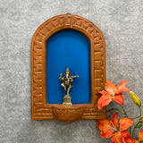 Ganesha Idol With Distressed Wooded Orange Half Round Frame Wall Hanging - Decorative Wall decor - Crafts N Chisel - Indian Home Decor USA