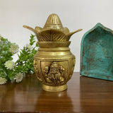 Lakshmi Ganesha Brass Kalash With Coconut For Pooja - Crafts N Chisel - Indian Home Decor USA