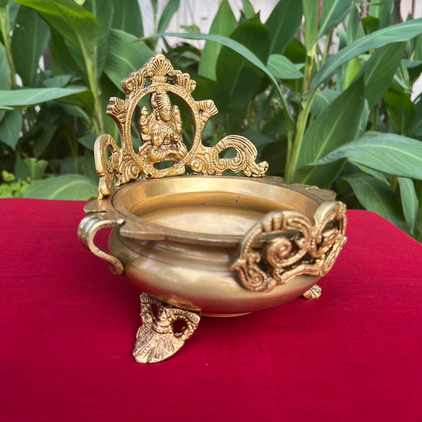 6 Inches Lakshmi Brass Urli Bowl For Pooja Decoration - Crafts N Chisel - Indian Home Decor USA