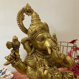 Lord Ganesh Brass Idol - Ganpati Decorative Statue for Home Decor - Crafts N Chisel - Indian Home Decor USA