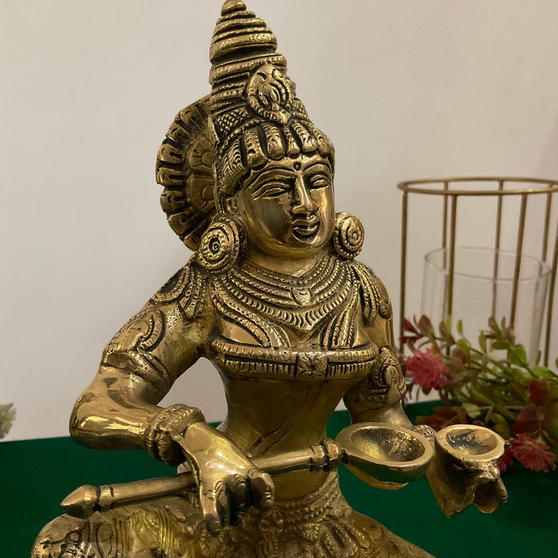 Annapurna Statue Brass - 10 Inch Annapoorna Goddess of Food - Crafts N Chisel - Indian Home Decor USA