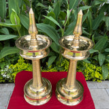 21.5 Inch Brass Kerala Nilavilakku (Set of 2) - Handmade Brass Lamp Diya - Decorative Decor - Crafts N Chisel - Indian Home Decor USA