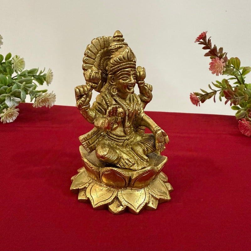 5 Inches Brass Lakshmi Ganesh Statue - Pooja Idol for Home - Festive Decor - Crafts N Chisel - Indian Home Decor USA
