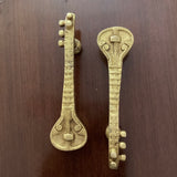 Brass Veena Door Handle (Set of 2) - Home Decor - Crafts N Chisel - Indian Home Decor USA