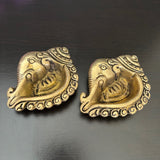Small Ganesha Diya (Set of 6) - Handmade Brass lamp - Decorative - Crafts N Chisel - Indian Home Decor USA