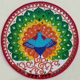 18 Inches Peacock Lippan Art Wall Hanging - Clay Mirror Wall Decor - Crafts N Chisel - Indian Home Decor USA