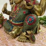 Big Ganesha Statue of Home Entrance Decor Idol - Brass Stonework Murti - Crafts N Chisel - Indian Home Decor USA