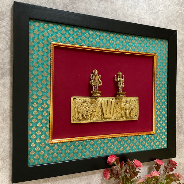 Vishnu Lakshmi And Shanku Chakra Namah Divine Wall Hanging - Crafts N Chisel - Indian Home Decor USA