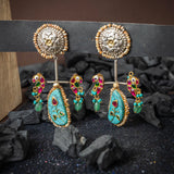 Twin Parrot Turquoise Sterling Silver Earring - Crafts N Chisel - Indian Home Decor USA