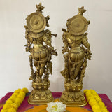 30 Inches Brass Idol of Radha Krishna - Handmade Decorative Figurines - Crafts N Chisel - Indian Home Decor USA