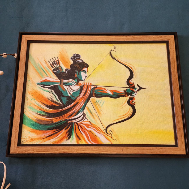 Lord Rama Handmade Painting - Framed Wall Decor - Crafts N Chisel - Indian Home Decor USA