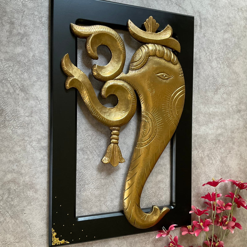 24 Inches Om Ganesha Wall Hanging - Wall Decor For Living Room - Crafts N Chisel - Indian Home Decor USA