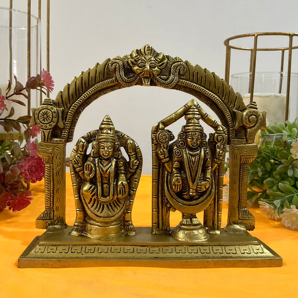 Lord Balaji Padmavati Brass Idol - Tirupati Statue - Decorative Murti Home Decor - Crafts N Chisel - Indian Home Decor USA