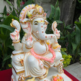 17.5 Inch Ganesha Idol For Home, Marble Dust Resin Hindu God Statue - Crafts N Chisel - Indian Home Decor USA