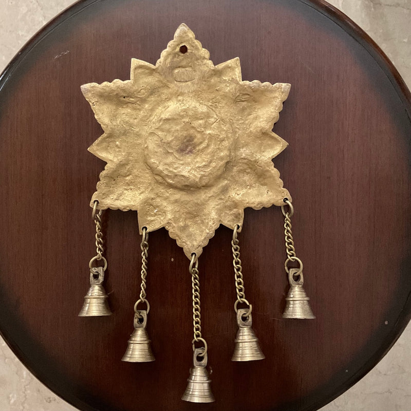 Lakshmi Wall Hanging Bell - Brass Stonework Decor - Crafts N Chisel - Indian Home Decor USA