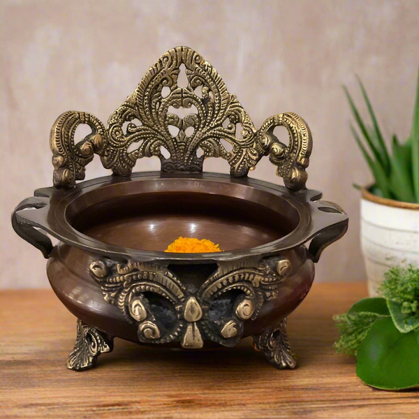 6 Inches Decorative Brass Urli Copper Finish - Urli Bowl For Home Decor - Crafts N Chisel - Indian Home Decor USA