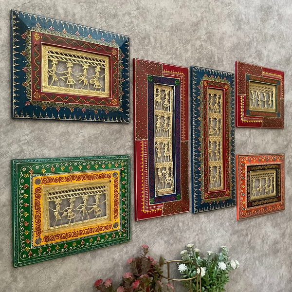 Dhokra Rajasthani Wall Hanging (Set of 6) - Wall Decor - Home Decor - Crafts N Chisel - Indian Home Decor USA