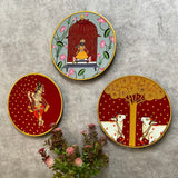 Krishna Shrinathji Cow Pichwai Wall Hanging - Decorative Round Plate - Crafts N Chisel - Indian Home Decor USA