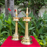 21.5 Inch Brass Kerala Nilavilakku (Set of 2) - Handmade Brass Lamp Diya - Decorative Decor - Crafts N Chisel - Indian Home Decor USA