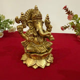 5 Inches Brass Lakshmi Ganesh Statue - Pooja Idol for Home - Festive Decor - Crafts N Chisel - Indian Home Decor USA
