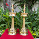 21.5 Inch Brass Kerala Nilavilakku (Set of 2) - Handmade Brass Lamp Diya - Decorative Decor - Crafts N Chisel - Indian Home Decor USA