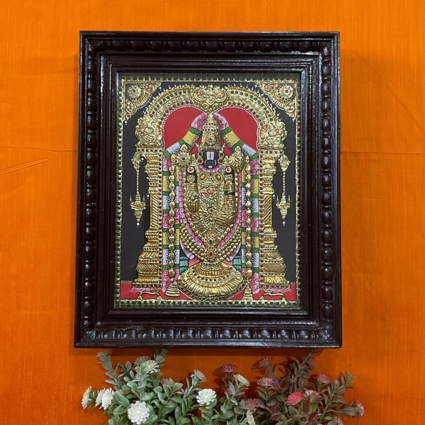 Lord Tirupati Balaji - Venkateshwara 3D Tanjore Painting - Tradtional Wall Art - Crafts N Chisel - Indian Home Decor USA