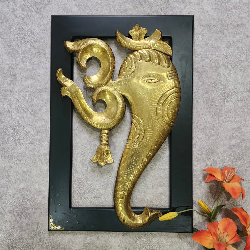 24 Inches Om Ganesha Wall Hanging - Wall Decor For Living Room - Crafts N Chisel - Indian Home Decor USA