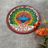 18 Inches Peacock Lippan Art Wall Hanging - Clay Mirror Wall Decor - Crafts N Chisel - Indian Home Decor USA