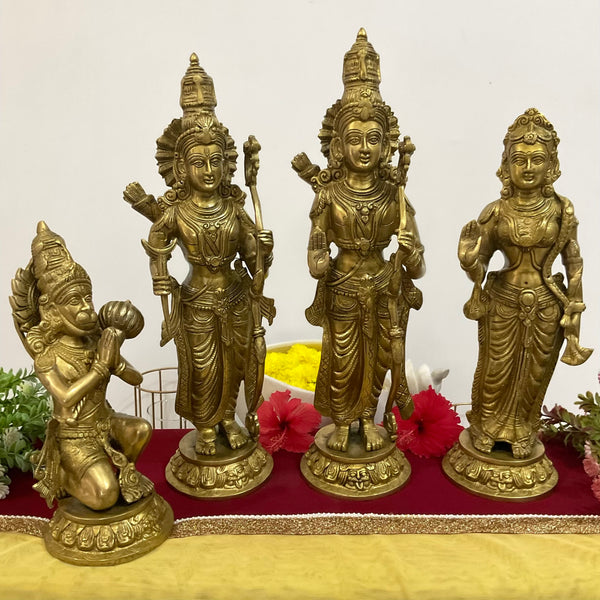 20 Inch Ram Darbar Brass Idol - Statue For Home Pooja And Decor - Crafts N Chisel - Indian Home Decor USA