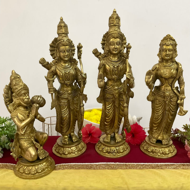 20 Inch Ram Darbar Brass Idol - Statue For Home Pooja And Decor - Crafts N Chisel - Indian Home Decor USA