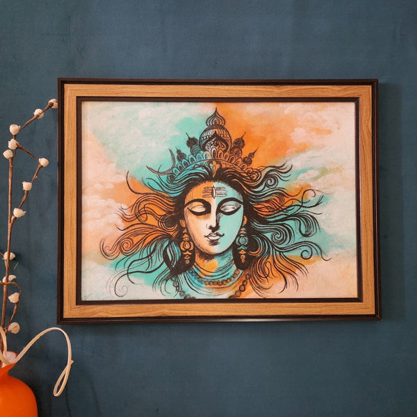 Lord Shiva Handmade Painting - Framed Wall Decor - Crafts N Chisel - Indian Home Decor USA