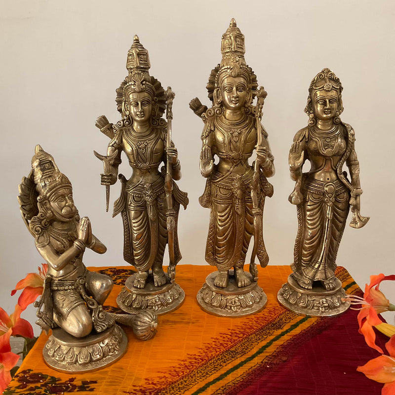 20 Inch Ram Darbar Brass Idol - Statue For Home Pooja And Decor - Crafts N Chisel - Indian Home Decor USA