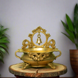 Brass Urli With Bell - 6 Inches Urli Bowl For Festive Decor - Crafts N Chisel - Indian Home Decor USA