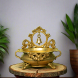 Brass Urli With Bell - 6 Inches Urli Bowl For Festive Decor