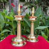16 Inches Brass Kerala Nilavilakku (Set of 2) - Handmade Brass lamp - Decorative Decor - Crafts N Chisel - Indian Home Decor USA