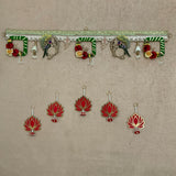 Peacock Bandhanwar With Lotus Hanging (Set of 6) Festive Decoration Wall Hanging - Crafts N Chisel - Indian Home Decor USA