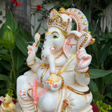 17.5 Inch Ganesha Idol For Home, Marble Dust Resin Hindu God Statue - Crafts N Chisel - Indian Home Decor USA