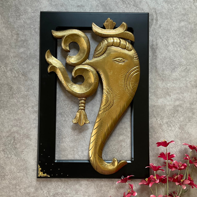 24 Inches Om Ganesha Wall Hanging - Wall Decor For Living Room - Crafts N Chisel - Indian Home Decor USA