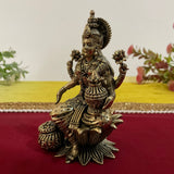 4 Inch Goddess Lakshmi Brass Idol - Pooja Statue Light Weight Home Decor - Crafts N Chisel - Indian Home Decor USA