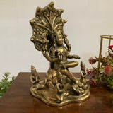 9 Inch Dakshinamurthy Brass Murti Idol - Hindu God Statue - Crafts N Chisel - Indian Home Decor USA