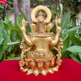 12 Inches Lord Ganesh Brass Idol - Ganpati Decorative Statue for Home Decor - Crafts N Chisel - Indian Home Decor USA