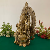 Ganesha Statue, 15 Inch Brass Idol - Ganpati Murthi for Home Decor - Housewarming Gift - Crafts N Chisel - Indian Home Decor USA