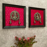 Lakshmi Ganesh Framed Wall Hanging - Crafts N Chisel - Indian Home Decor USA