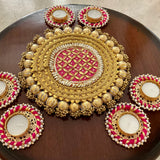 Shubh Labh, Lotus Hanging With Tea Light holder And Plate (Set of 15) Festive Decoration - Crafts N Chisel - Indian Home Decor USA