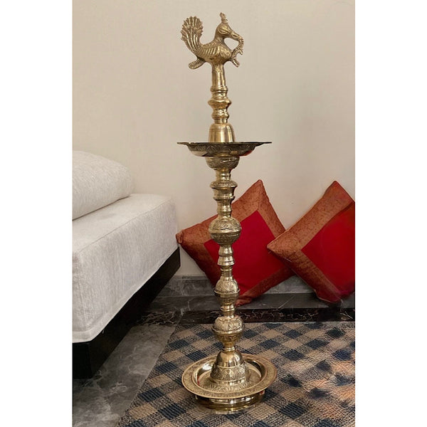 38 Inch Annapakshi Nilavilakku - Handmade Brass lamp - Decorative Decor - Crafts N Chisel - Indian Home Decor USA