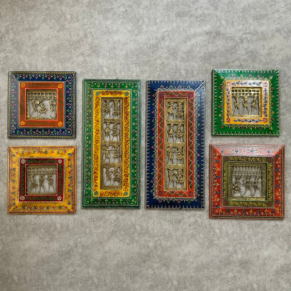 Dhokra Rajasthani Wall Hanging (Set of 6) - Wall Decor - Home Decor - Crafts N Chisel - Indian Home Decor USA